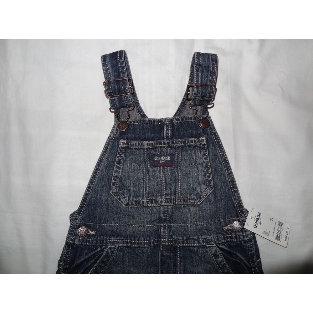 Boys OshKosh One-Piece Brooklyn overall conductor Bib Blue Jeans 18M - Picture 3 of 9